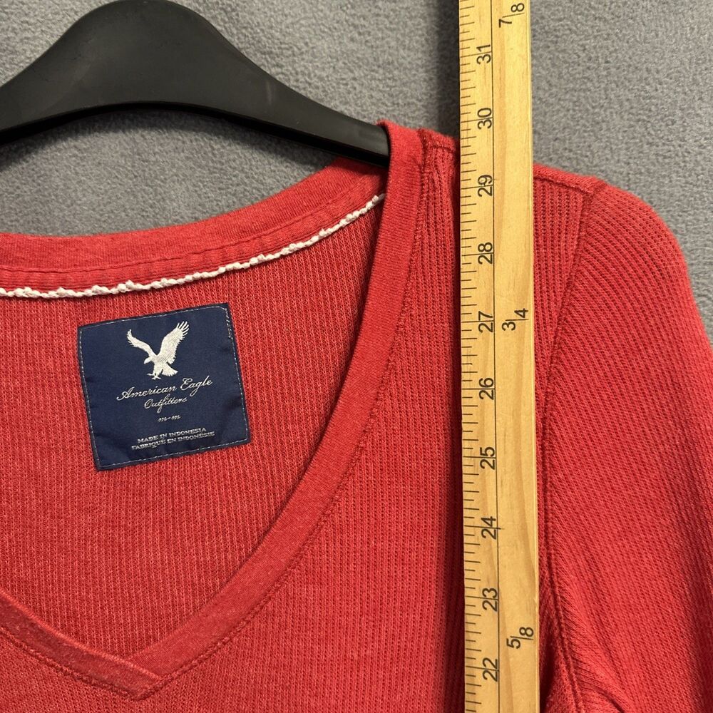 VTG Y2K American Eagle Womens Thermal Shirt Size M Red Spell Out Vampire Diaries - Picture 5 of 7
